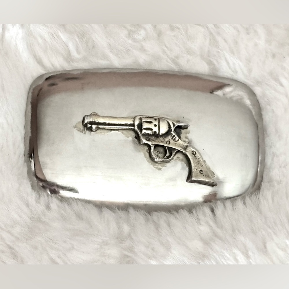 Silver Gun Belt Buckle by Chambers Belt Co.  USA